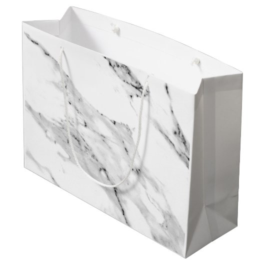 Matig zwart grijs wit marmer patroon groot cadeauzakje (Achterkant Gekanteld)