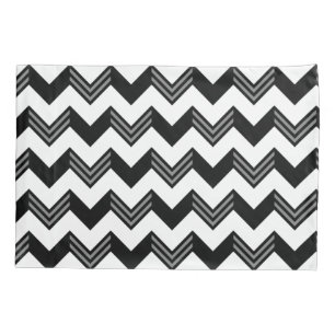 Matig zwart, grijs, wit zigzag Chevron Pattern Kussensloop