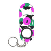 Matig zwart kat en cactus Patroonmonogram Mini Flessenopener (Voorkant)