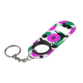 Matig zwart kat en cactus Patroonmonogram Mini Flessenopener (Voorkant Gekanteld)