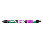 Matig zwart kat en cactus Patroonmonogram Zwarte Inkt Pen (Voorkant)