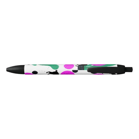 Matig zwart kat en cactus Patroonmonogram Zwarte Inkt Pen (Achterkant)
