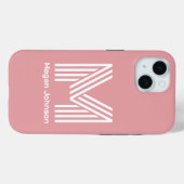 Matig zwart monogram Roze Case-Mate iPhone Case (Achterkant (horizontaal))