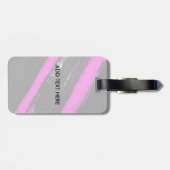 Matig zwart neonroze pushstrokes monogram lugga bagagelabel (Achterkant horizontaal)