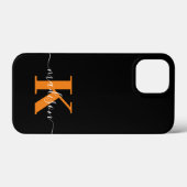 Matig zwart-Oranje monogram Case-Mate iPhone Case (Achterkant (horizontaal))