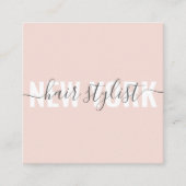 Matig zwart roze haar stylist script vierkante visitekaartje (Voorkant)