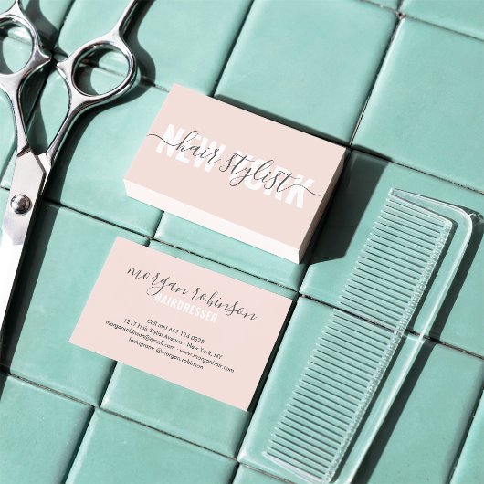 Matig zwart roze haar stylist script visitekaartje