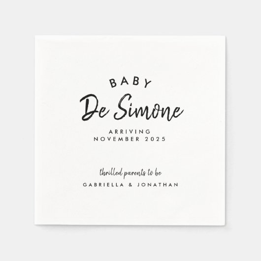 Matig zwart-wit aankondiging van zwangerschap servet (Voorkant)