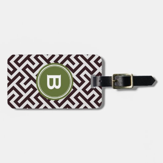 Matig zwart-wit belangrijk geometrisch patroonmono bagagelabel (Voorkant horizontaal)