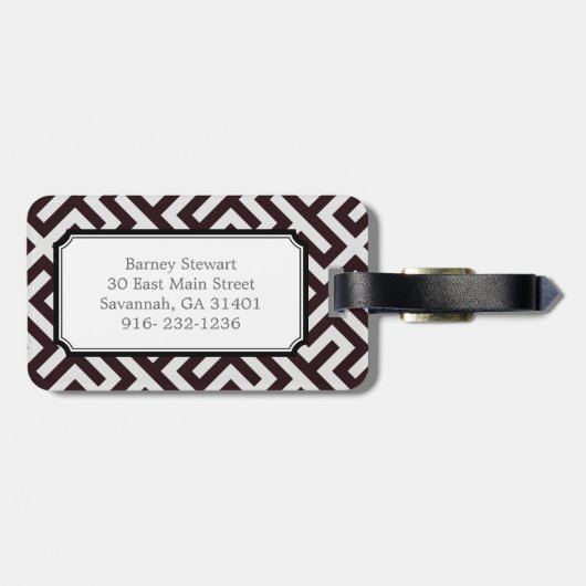 Matig zwart-wit belangrijk geometrisch patroonmono bagagelabel (Achterkant horizontaal)