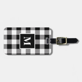 Matig zwart-wit buffelmonogram bagagelabel