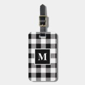 Matig zwart-wit buffelmonogram bagagelabel (Voorkant verticaal)