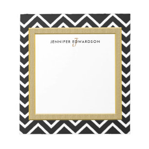 Matig zwart-wit-chevron monogram notitieblok