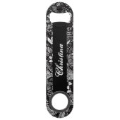 Matig zwart wit, Floral Collage Monogram Speed Flessenopener (Voorkant)