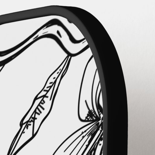 Matig zwart-wit Floral Monogram Pickleball Paddle (Links Detail)