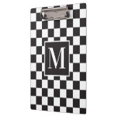 Matig zwart-wit gecheckt patroonmonogram klembord (Links)