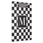 Matig zwart-wit gecheckt patroonmonogram klembord (Rechts)