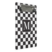 Matig zwart-wit gecheckt patroonmonogram mini klembord (Schuin)