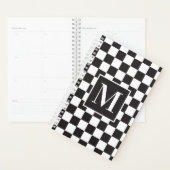 Matig zwart-wit gecheckt patroonmonogram planner (Display)