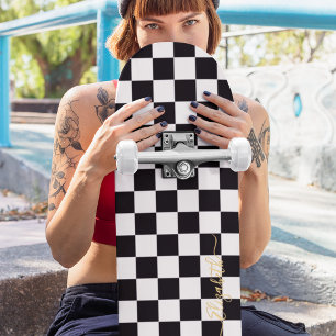 Matig zwart-wit Goudmonogram ondertekend Skateboard