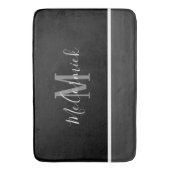 Matig zwart-wit grijs striptekening monogram badmat (Voorkant Verticaal)