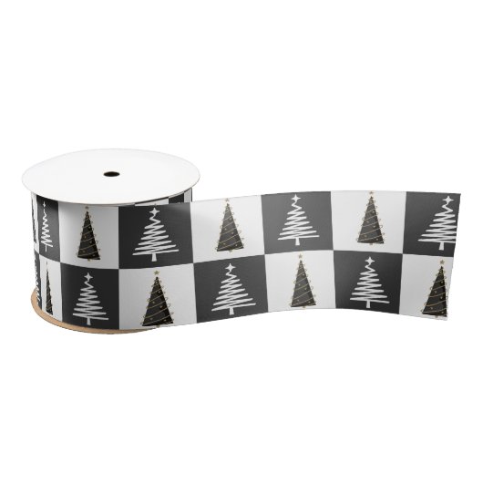 Matig zwart-wit kerstboomlint lint (Spoel)
