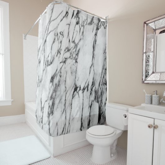 Matig zwart-wit Mode marmerpatroon Douchegordijn (In situ)