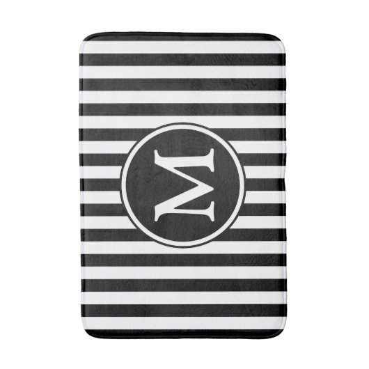 Matig zwart-wit monogram badmat (Voorkant Verticaal)