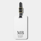 Matig zwart-wit monogram bagagelabel (Voorkant verticaal)
