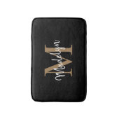 Matig zwart-wit monogram script legant badmat (Voorkant Verticaal)