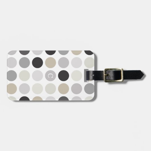 Matig zwart-wit-poolpunctiemonogram bagagelabel (Voorkant horizontaal)