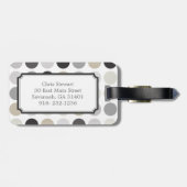 Matig zwart-wit-poolpunctiemonogram bagagelabel (Achterkant horizontaal)