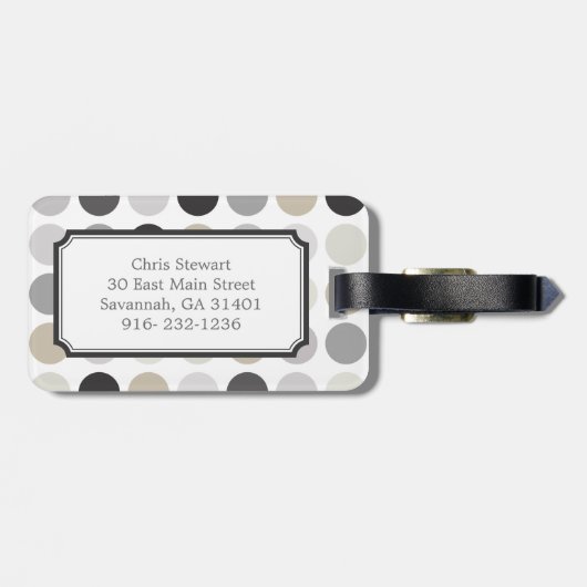 Matig zwart-wit-poolpunctiemonogram bagagelabel (Achterkant horizontaal)