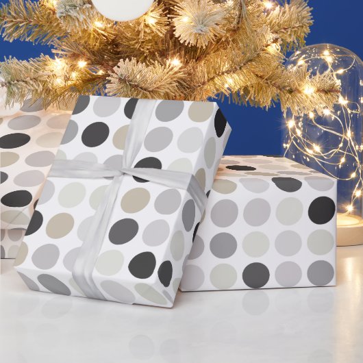 Matig zwart-wit-poolpunctiemonogram cadeaupapier (Feestdagen)