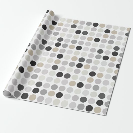 Matig zwart-wit-poolpunctiemonogram cadeaupapier (Uitgerold)