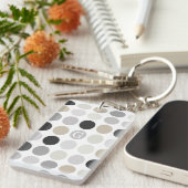 Matig zwart-wit-poolpunctiemonogram sleutelhanger (Voorkant Rechts)