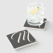 Matig zwart-wit Script-monogram Stenen Onderzetter (Zijkant)