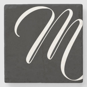 Matig zwart-wit Script-monogram Stenen Onderzetter