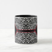 Matig zwart wit Stripe Patroonmonogram Mok (Midden)