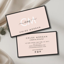 Matig zwart zwart, roze script monogram handtekeni