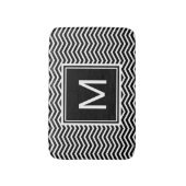Matig zwarte en witte Chevrons met monogram Badmat (Voorkant Verticaal)