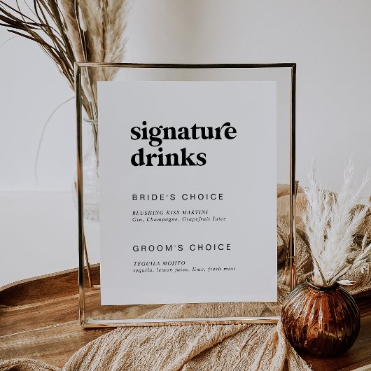 Matig zwarte Typografie Ondertekening Drink Poster