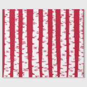Matige Birch Trees Gift Wrap/Rood Cadeaupapier (Vlak)