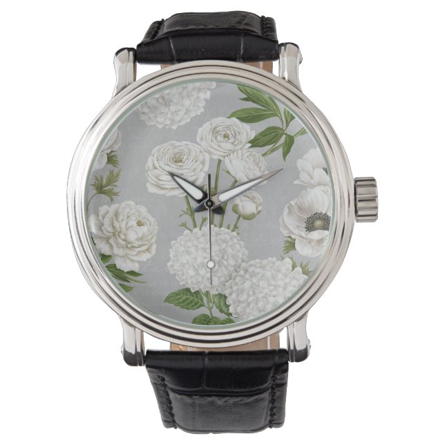 Matige  bloemtuin horloge (Voorkant)