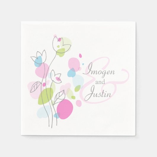 Matige confetti flower bruiloft servetten (Voorkant)