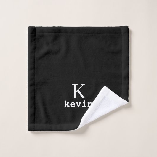 Matige elegante zwarte en witte monogram bad handdoek (Wasdoekje)