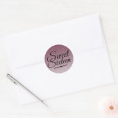 Matige faux wijn paarse glitter ombre Sweet 16 Ronde Sticker (Envelop)