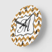 Matige Gold Chevron Monogram Initiaal wandklok Ronde Klok (Hoek)