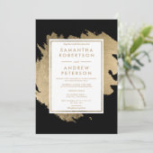 Matige goudpenseeldruppels zwarte witte kerkbruilo kaart (Staand voorkant)