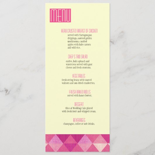 Matige Lines Wedding Menu fuschia (Voorkant)